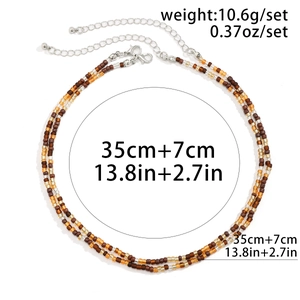 Detailed view of beaded necklace showing dimensions 35cm plus 7cm and weight of 10.6g