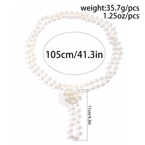 Guía de tallas detallada para el collar de perlas barrocas de 105cm con peso y medidas
