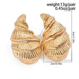 Detailed view of gold teardrop earrings showing 13g weight and 3cm size measurements