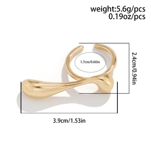 Detailed size chart for gold butterfly double-finger ring weighing 5.6g with 1.7cm inner diameter