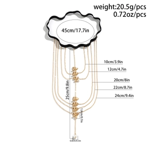 Detailed size specifications for gold multi-layer leg chain with butterfly flower charms