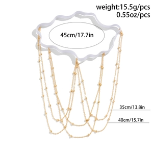 Detailed size specifications for multi-layer golden bead leg chain with elastic band