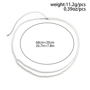 Chaîne de taille double rangée en perles avec fermoir mousqueton argenté ajustable