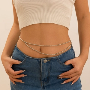 Chaîne De Taille Double Couche Sexy Pour Femmes Künstliche Perles Rondes CCB Chaîne De Corps Ceinture Décorative Pour Plage Et Fête