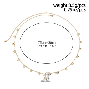 Detail showing golden double-layer butterfly waist chain with 75cm length specifications