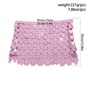 Detailed view of pink heart sequin body chain with size dimensions and weight info