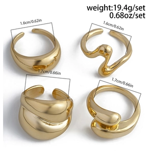 Detail view of gold lava rings set with weight 19.4g and inner diameter measurements