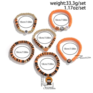 Set de 5 pulseras elásticas de Halloween con dijes de calabaza, araña y cuentas de Boo