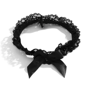 Jarretière gothique en dentelle noire avec nœud et pendentif cœur bijou pour femme