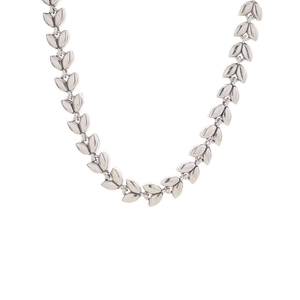 Minimalist silver wheat leaf chain necklace with vintage grain texture for women