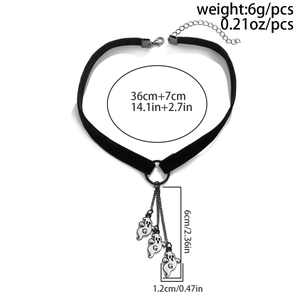 Size specifications for a black Halloween ghost choker necklace with 36cm plus 7cm chain