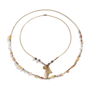 Bohemian multilayer necklace with turquoise beads and vintage metal coin fringe tassel