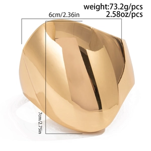 Polished gold metallic chunky irregular cuff bracelet with high mirror finish