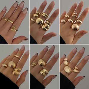 Bagues Ouvertes en Alliage Or Argent Minimalistes Modernes Pour Femmes Métal Liquide Goutte Géométrique Ajustable Bijoux Fantaisie Accessoires