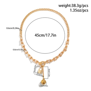 Gedetailleerde specificatie van 45cm gouden schakelketting met hangslot hanger
