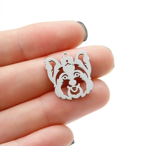 Ciondolo cane in acciaio inossidabile placcato oro 18K con design Yorkshire Terrier