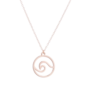 Minimalistische roestvrijstalen golfketting met cirkelvormige hanger in roségouden kleur