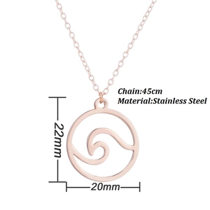 Minimalistische roségouden roestvrijstalen golfketting met ronde hanger