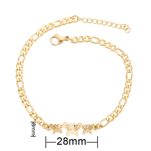 Goldenes Figaro-Armband mit drei hohlen Schmetterlingsanhängern im süßen Stil für Damen