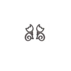 Cute black hollow cat stud earrings in minimalist animal design for women