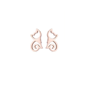Minimalist hollow cat stud earrings in rose gold finish with cute feline silhouette