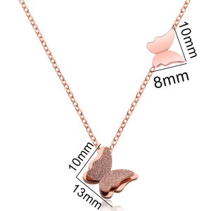 Zweischichtige Schmetterlingskette in Roségold mit 13x10mm Anhängerabmessungen