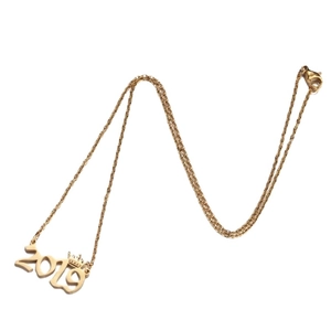 Gouden 2019 jaarhanger ketting met kroondetail en minimalistische roestvrijstalen ketting