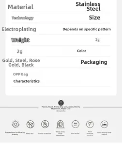 Detailed size chart and maintenance guide for minimalist flower and star stud earrings