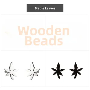 Detailed view of maple leaf stud earrings in rose gold, gold, silver, and black finish