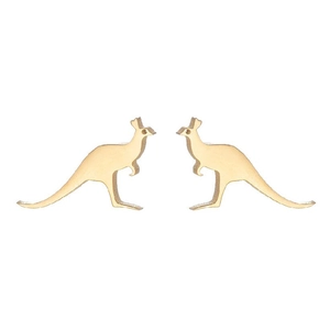 Minimalist gold kangaroo stud earrings with smooth mirror finish and sleek silhouette