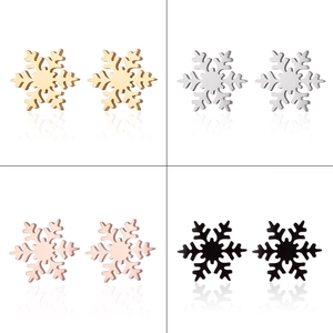 Minimalistische sneeuwvlok oorbellen in goud, zilver, roségoud en zwarte kleuren