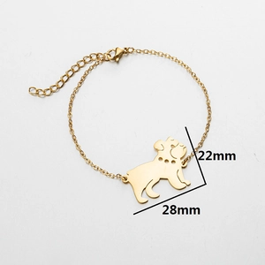 Pulsera de moda bañada en oro de 18K con colgante de carlino y detalles de talla 28mm