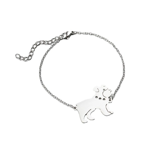 Pulsera de moda con colgante de cachorro plateado, cadena fina y cierre ajustable