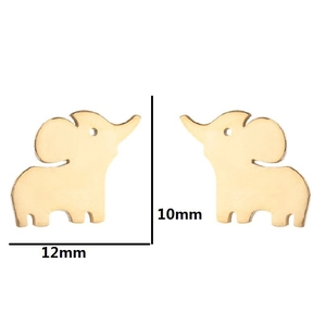 Minimalist 18K gold elephant stud earrings featuring a polished animal silhouette design