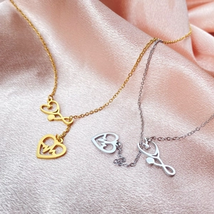 Stainless Steel Stethoscope ECG Heart Necklace For Women Vintage Guitar Heart Pendant Medical Music Theme Jewelry Necklaces