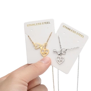 Minimalist stainless steel stethoscope necklaces with heartbeat pendant in gold and silver