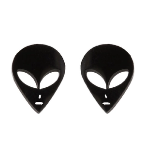 Minimalistische mattschwarze Alien-Ohrstecker für Halloween Modeschmuck-Stil