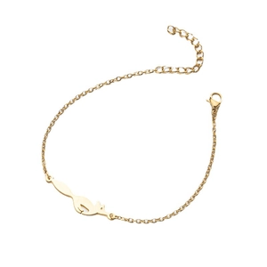 Elegante pulsera de acero inoxidable dorado con colgante de zorro y cadena ajustable