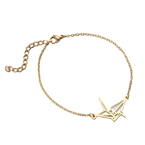 Minimalistische gouden roestvrijstalen origami kraanvogel armband met verstelbare sluiting