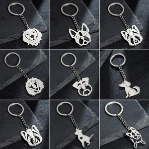 Edelstahl Hund Schlüsselanhänger Hohl Haustier Tier Anhänger Schlüsselring Für Hundeliebhaber Minimalistischer Schmuck