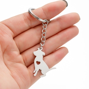 Llavero de Silueta de Perro de Acero Inoxidable Con Diseño de Corazón Hueco Colgante de Animal Minimalista Llavero Regalo Unisex