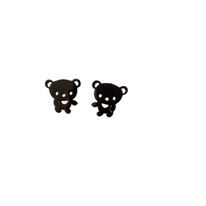 Minimalistische schwarze Bär-Ohrstecker aus Edelstahl mit hohlen Gesichtsdetails für Frauen