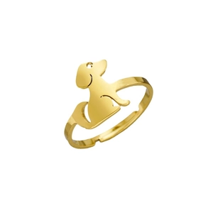 Minimalist gold stainless steel open ring featuring a cute hollow dog outline design