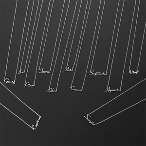 Douze colliers zodiaque en acier inoxydable avec pendentifs en lettres cursives sur fond noir