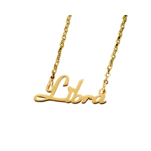 Collier signe astro Balance en acier inoxydable doré avec pendentif élégant