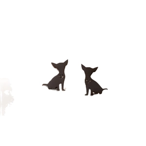 Pendientes de silueta de perro en acero inoxidable negro con detalle de corazón