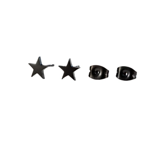 Minimalist matte black stainless steel star stud earrings for men and women
