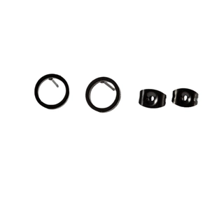 Boucles d'oreilles clous rondes creuses géométriques en acier inoxydable noir mat