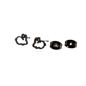Boucles d'oreilles lapin ajouré en acier inoxydable noir avec fermoirs papillon sécurisés