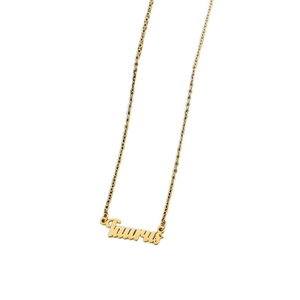 Collar Tauro minimalista de acero inoxidable oro 18K con colgante en letra cursiva